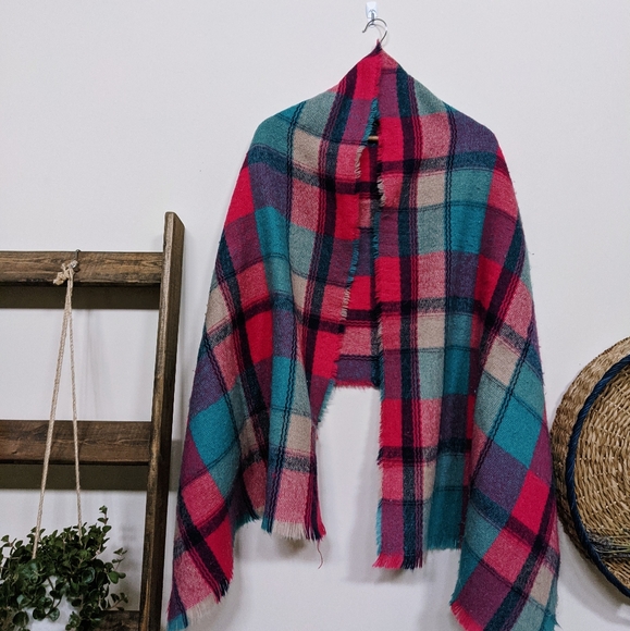 Plaid blanket scarf - Picture 2 of 4